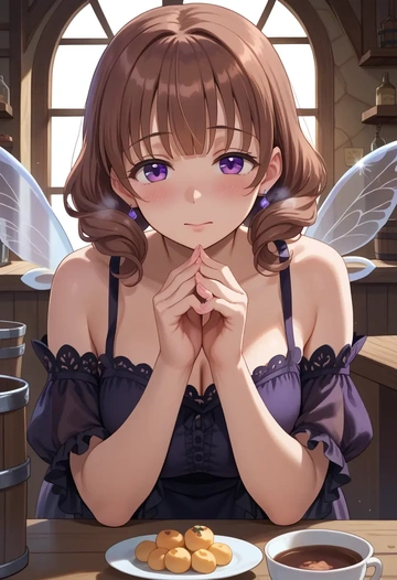 gochuumon_wa_usagi_desu_ka?,hoto_cocoa,dark fairy blouse,layered tulle skirt,glitter stockings  - AI generated anime art