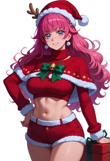 precure,houjou_hibiki,Christmas,red velvet shorts,turtleneck sweater  - AI generated anime art