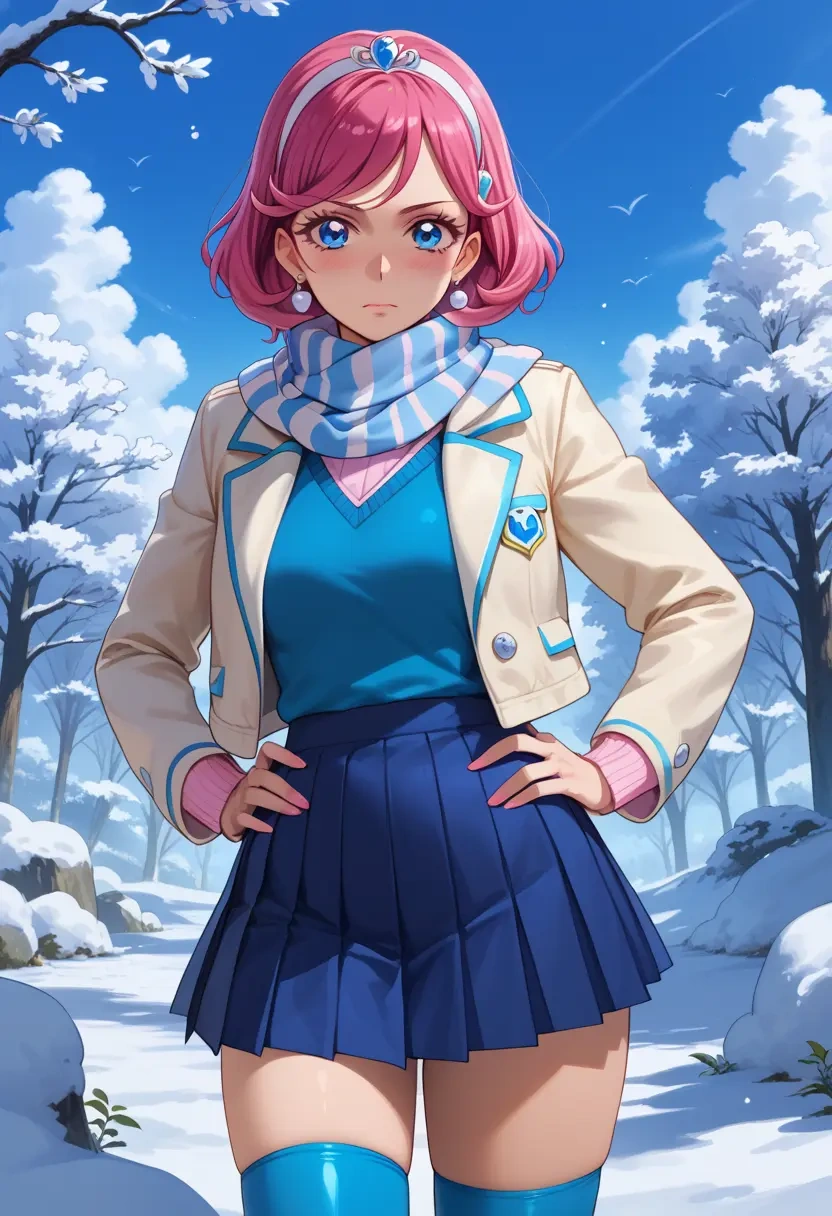 precure,houjou_hibiki,winter,student uniform,puffer jacket  - 