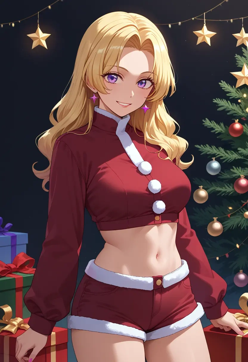 higurashi_no_naku_koro_ni,houjou_satoko,Christmas,red velvet shorts  - 