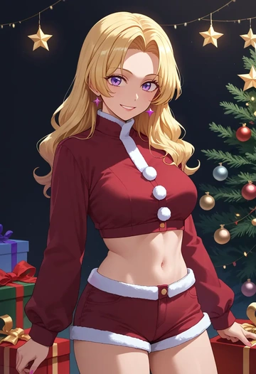 higurashi_no_naku_koro_ni,houjou_satoko,Christmas,red velvet shorts  - AI generated anime art