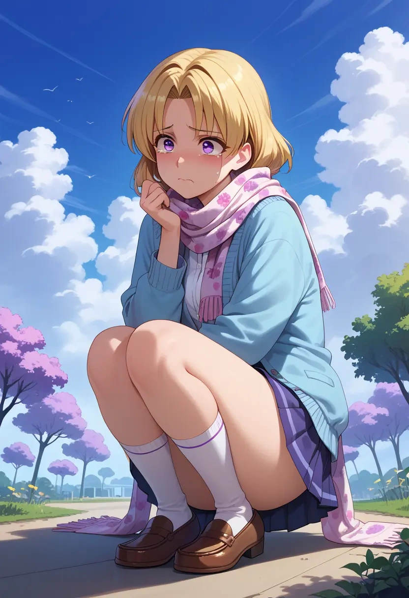 higurashi_no_naku_koro_ni,houjou_satoko,spring,student uniform,cardigan  - 