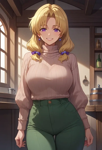 higurashi_no_naku_koro_ni,houjou_satoko,sweater  - AI generated anime art