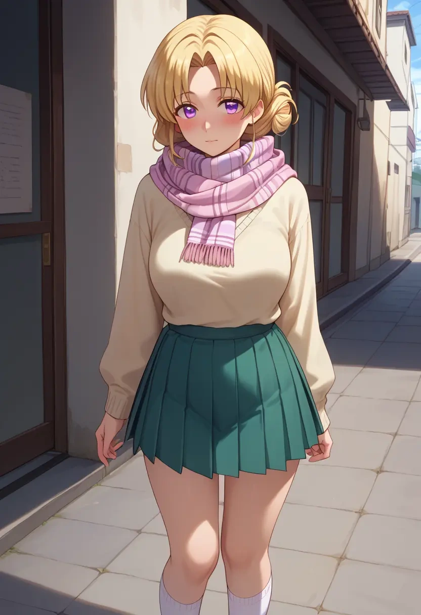 higurashi_no_naku_koro_ni,houjou_satoko,spring,student uniform,knit sweater  - 