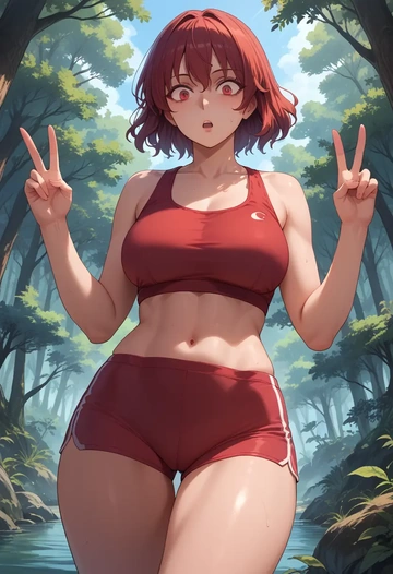 touhou,houjuu_nue,yoga shorts  - AI generated anime art