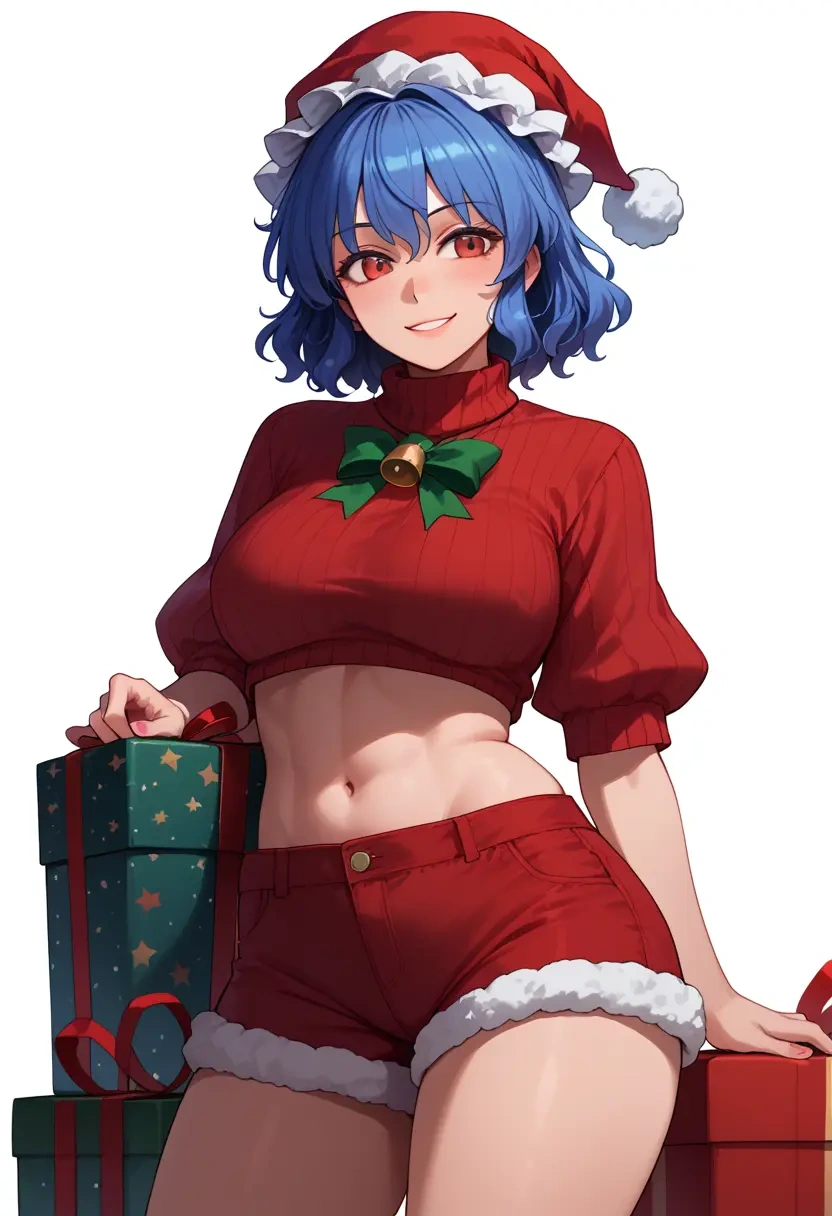 touhou,houjuu_nue,Christmas,red velvet shorts,turtleneck sweater  - 