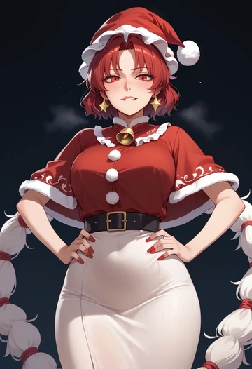 touhou,houjuu_nue,Christmas,red velvet dress  - AI generated anime art