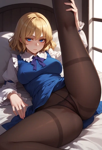 touhou,hourai_doll,pantyhose,stocking,spread legs,one leg up,sexy  - AI generated anime art