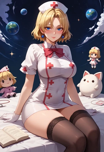 touhou,hourai_doll,nurse pantyhose,mini skirt, sexy  - AI generated anime art