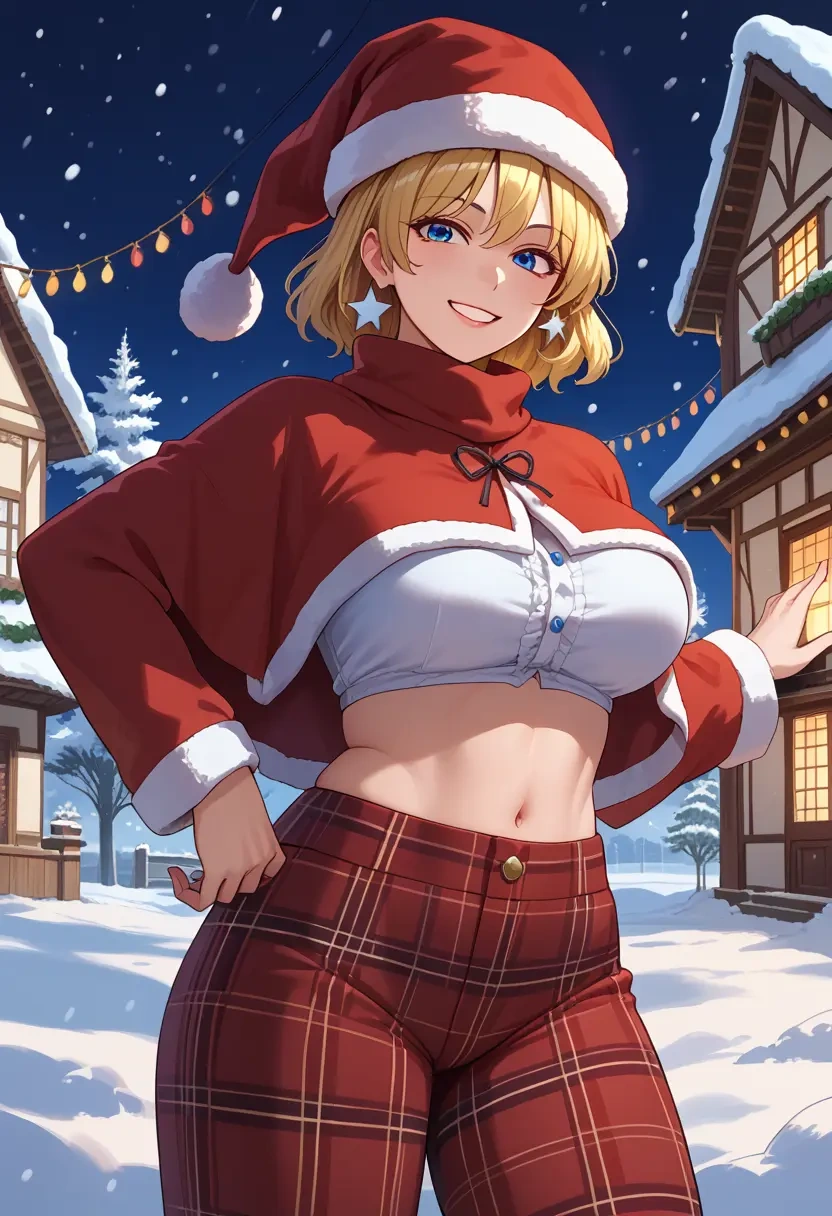 touhou,hourai_doll,Christmas,plaid trousers  - 