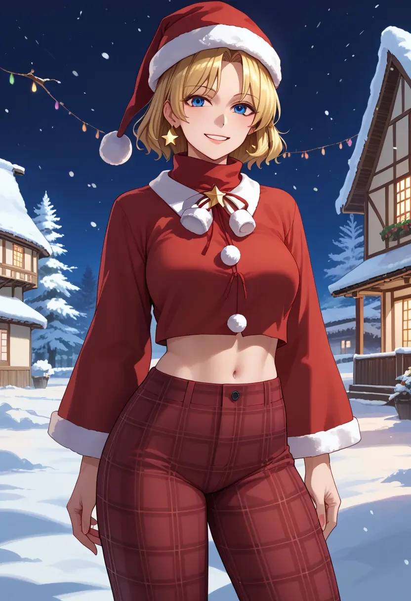 touhou,hourai_doll,Christmas,plaid trousers  - 