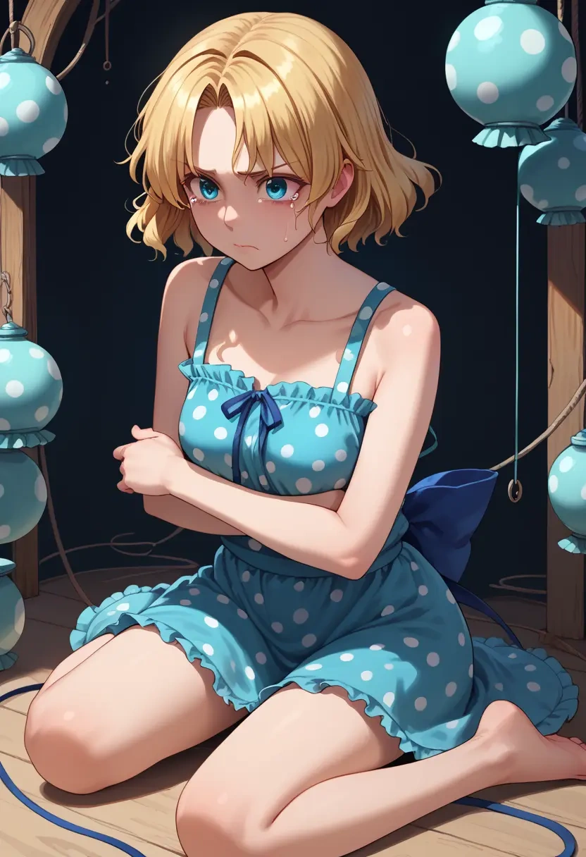 touhou,hourai_doll,silk slip dress,polka dots  - 