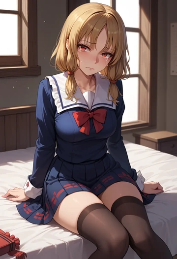 touhou,houraisan_kaguya,jk uniform, stockings  - AI generated anime art