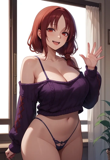 touhou,houraisan_kaguya,thong,sweater,sexy  - AI generated anime art