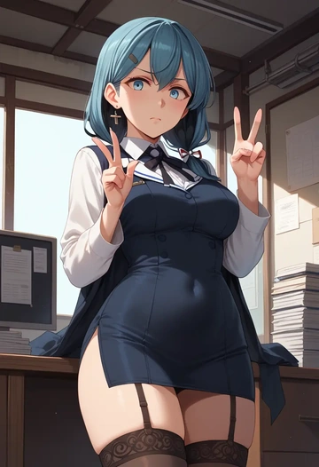 kantai_collection,houshou_(kancolle),secretary, stockings  - AI generated anime art