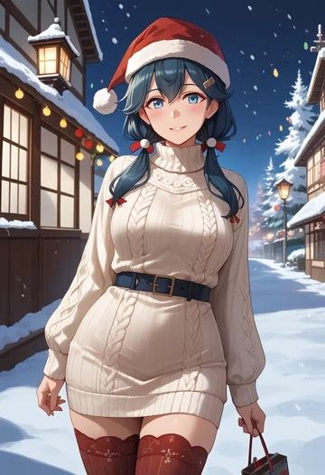 kantai_collection,houshou_(kancolle),Christmas,sweater dress,stockings  - AI generated anime art