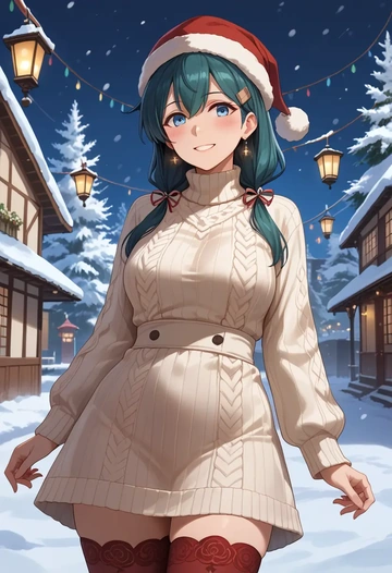 kantai_collection,houshou_(kancolle),Christmas,sweater dress,stockings  - AI generated anime art