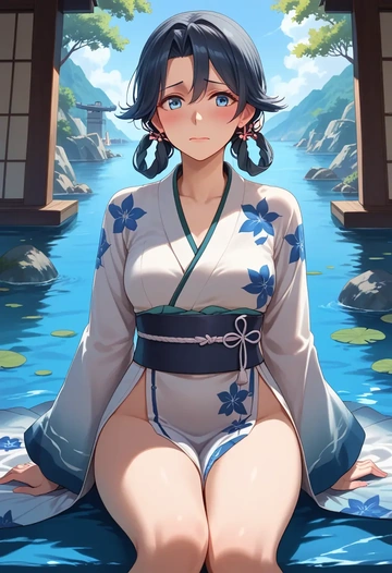 kantai_collection,houshou_(kancolle),kimono,silk,wide-leg trousers  - AI generated anime art