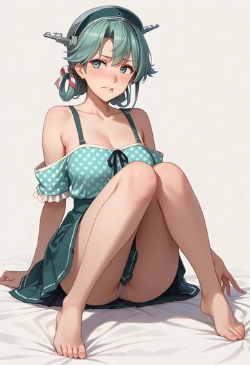 kantai_collection,houshou_(kancolle),silk slip dress,polka dots  - AI generated anime art