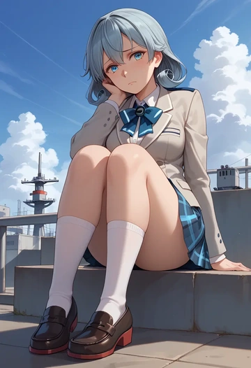 kantai_collection,houshou_(kancolle),spring,student uniform,blazer  - AI generated anime art