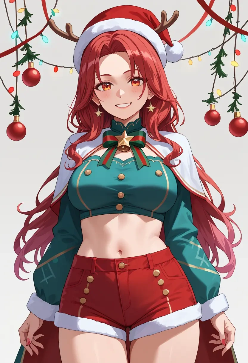 hololive,houshou_marine_(1st_costume),Christmas,red velvet shorts  - 