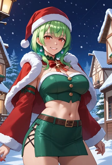 hololive,houshou_marine_(1st_costume),Christmas,dress  - AI generated anime art