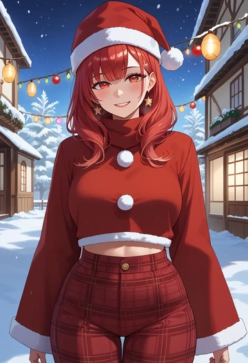 hololive,houshou_marine_(1st_costume),Christmas,plaid trousers  - AI generated anime art