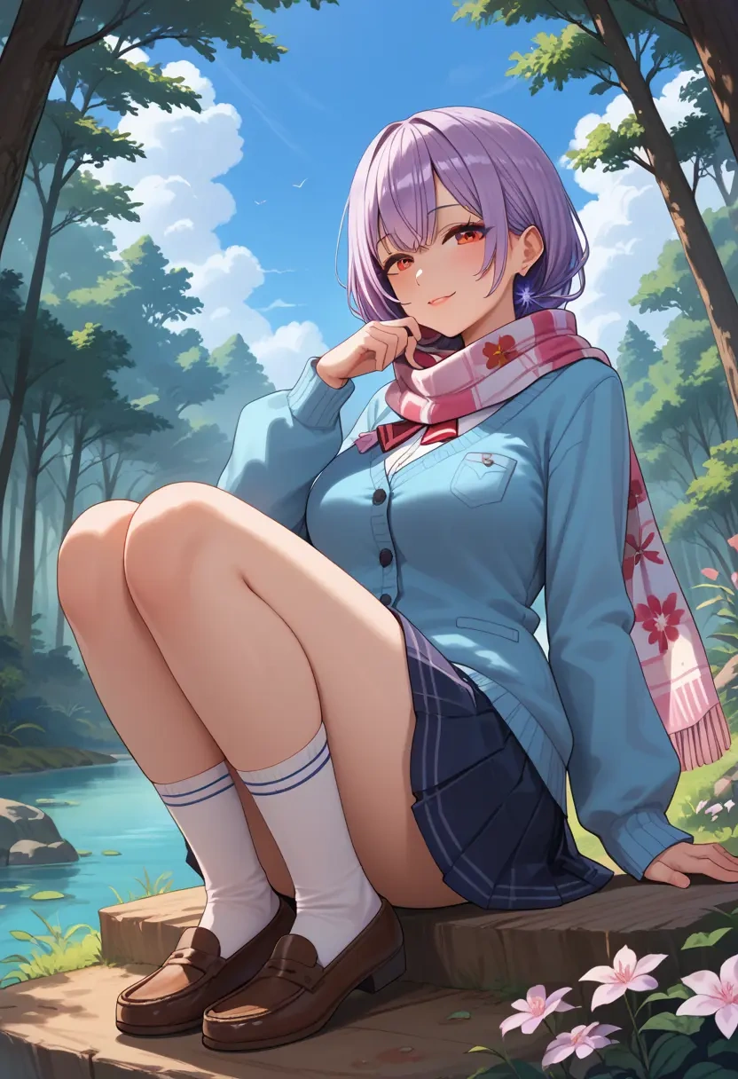 hololive,houshou_marine_(1st_costume),spring,student uniform,cardigan  - 