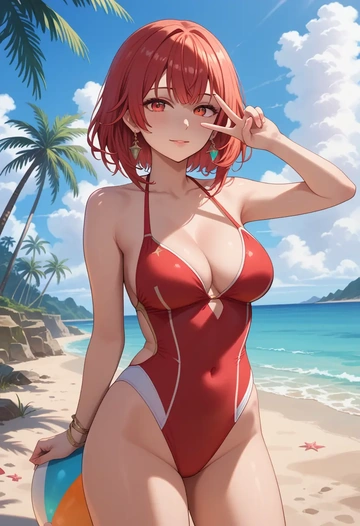 hololive,houshou_marine_(summer),bikini  - AI generated anime art