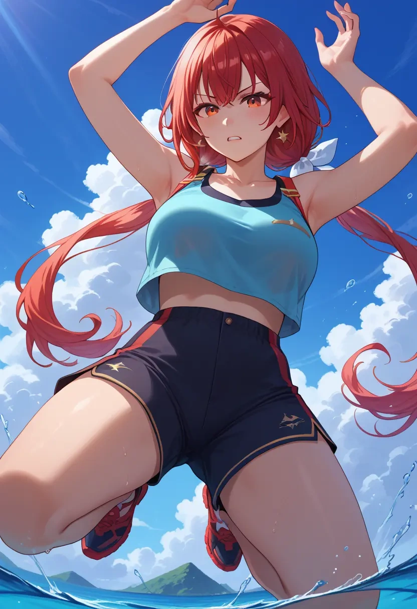 hololive,houshou_marine_(summer),athletic,shorts,sexy  - 