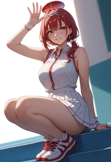 hololive,houshou_marine_(summer),tennis skirt  - AI generated anime art