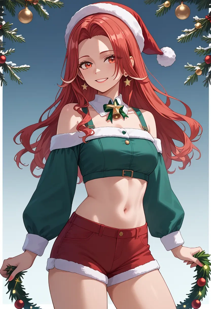 hololive,houshou_marine_(summer),Christmas,red velvet shorts  - 