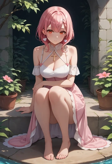 hololive,houshou_marine_(summer),silk slip dress  - AI generated anime art