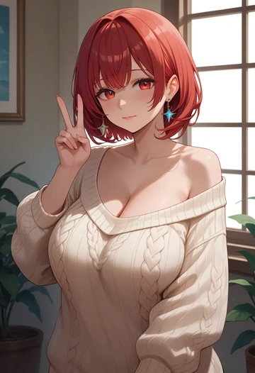 hololive,houshou_marine_(summer),sweater  - AI generated anime art