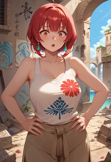 hololive,houshou_marine_(summer),abstract graffiti tank,dolphin shorts  - AI generated anime art