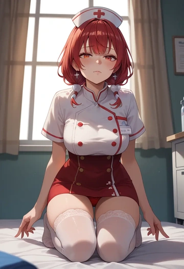 hololive,houshou_marine,nurse,stockings,sexy,panties  - AI generated anime art