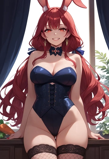 hololive,houshou_marine,bunny girl, sexy,stockings  - AI generated anime art