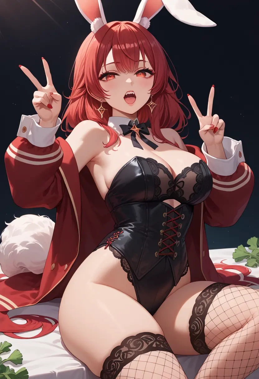 hololive,houshou_marine,bunny girl, sexy,stockings  - 