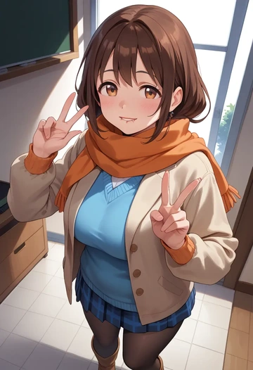 onii-chan_wa_oshimai!,hozuki_momiji,winter,student uniform,down jacket  - AI generated anime art