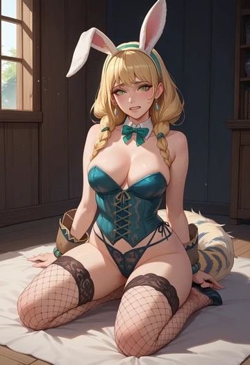 tiger_&_bunny,huang_baoling,bunny girl, sexy,stockings  - AI generated anime art