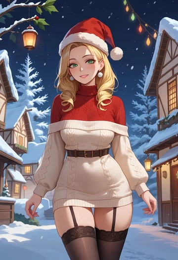 tiger_&_bunny,huang_baoling,sweater,stockings,Thigh garters  - AI generated anime art