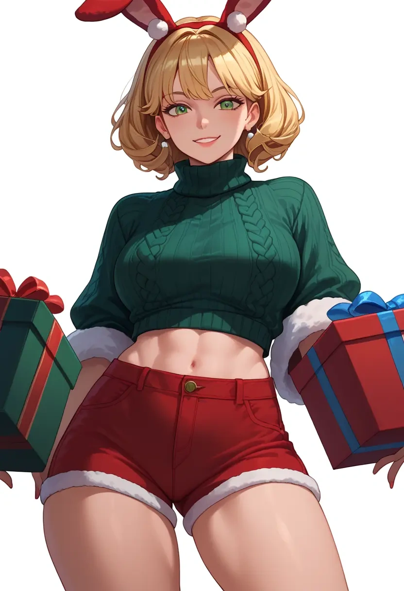 tiger_&_bunny,huang_baoling,Christmas,red velvet shorts,turtleneck sweater  - 