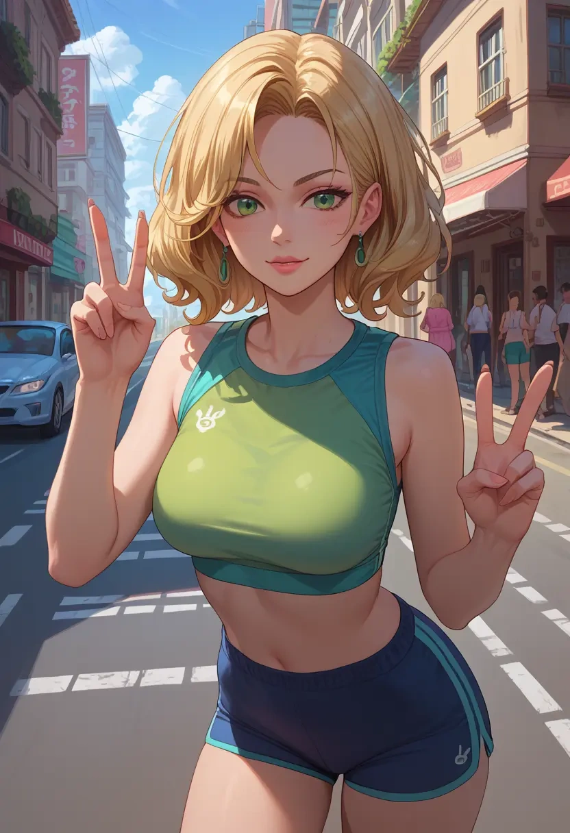 tiger_&_bunny,huang_baoling,sports crop,high-waisted shorts  - 