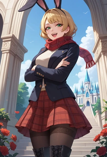 tiger_&_bunny,huang_baoling,winter,student uniform,fur-collared jacket  - AI generated anime art