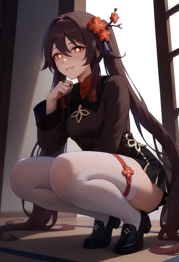 genshin impact,hutao,shorts, pantyhose  - AI generated anime art