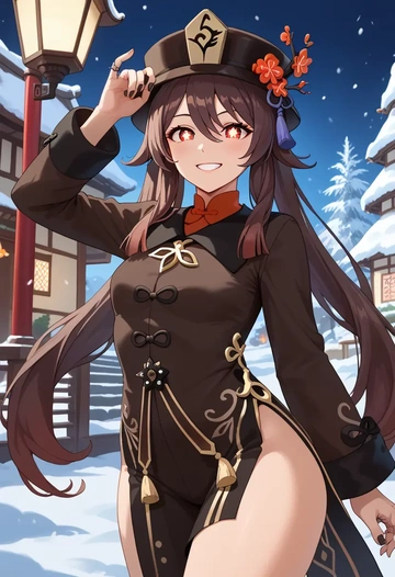 genshin impact,hutao,Christmas,dress  - AI generated anime art