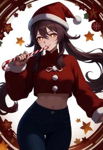 genshin impact,hutao,Christmas  - AI generated anime art