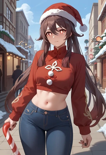 genshin impact,hutao,Christmas  - AI generated anime art