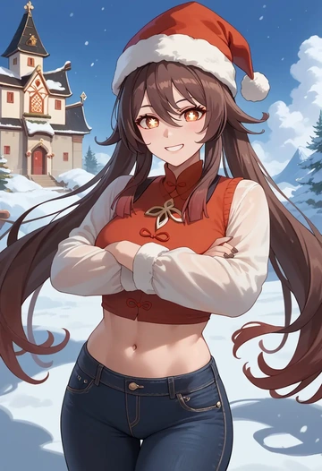 genshin impact,hutao,Christmas  - AI generated anime art