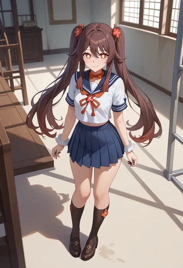 genshin impact,hutao,sailor, uniform  - AI generated anime art